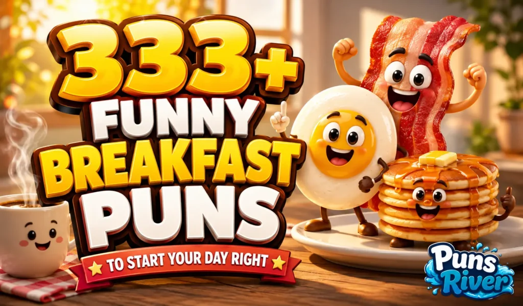 333+ breakfast puns with funny coffee, egg, bacon, and pancake characters