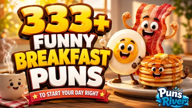 333+ breakfast puns with funny coffee, egg, bacon, and pancake characters